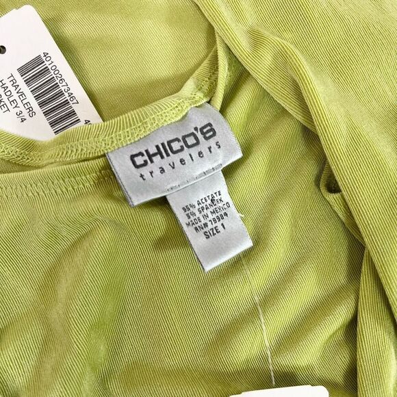 Chico's Hadley Jacket Tank Top Womens Medium Tart Green 1 Set Nwt Slinky Mature - Picture 4 of 11